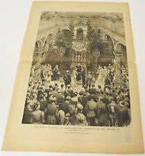 two page 1884 engraving ~ ROYAL WEDDING AT DARMSTADT old castle, Germany picture