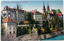 Vintage Basel Switzerland Deutschrittergarten und Munster Postcard  picture