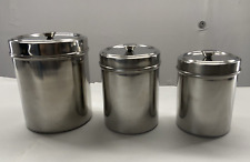 Vintage MCM Stainless Steel Nesting Cannister Set of Three Containers Round Gift picture