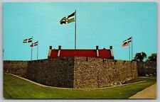 Fort Ticonderoga New York NY Flags Great West Demi Lune Postcard UNP VTG Unused picture