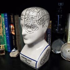 Detailed Porcelain L. N. Fowler Phrenology Breakdown Head Bust Off White picture