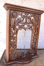 Antique French religious wood carved frame chapel stand picture