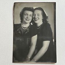 Vintage Big Photo Booth Photograph Beautiful Smiling Young Women Affectionate picture