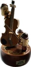 Linden Wood Children And Cello Music Box Japan Vintage Little Melody MCM picture