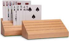 Standard Size Solid Beech Playing Card Holder/Holder-2 Piece Set-Card Storage picture