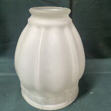 ANTIQUE VINTAGE FROSTED GLASS LAMP LIGHT SHADE MELON RIBBED picture
