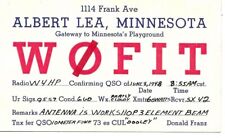 QSL  1948 Albert Lea Minnesota    radio card picture