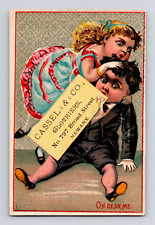 Vic Trade Card Cassel Clothiers Newark NJ Boy Girl Lice Nit Picking Oh Dear Me picture