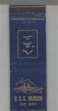 Matchbook Cover - US Navy Ship USS Hanson DD-832 picture