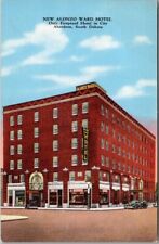 Aberdeen, South Dakota Postcard NEW ALONZO WARD HOTEL Street View Linen c1940s picture