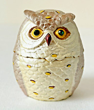 Rucinni Enameled Owl Trinket Box Hinged Magnet Egg Shape Rhinestone Eyes picture