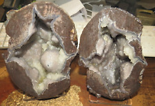 ONE HUGE PAIR OPENED UTAH DUGWAY GEODE WITH GORGEOUS  DRUZE CRYSTAL HOLLOW STDS picture