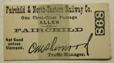Unused Fairchild & North Eastern Railway Ticket Allen - Fairchild (Wisconsin) picture