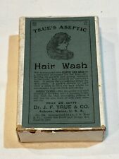 Dr J.F. True’s Aseptic Hair Growth Wash Auburn Maine ADV Antique 1906 Box FDA picture