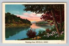 Seville OH-Ohio, Scenic Lake Side Greetings, Antique Souvenir Vintage Postcard picture