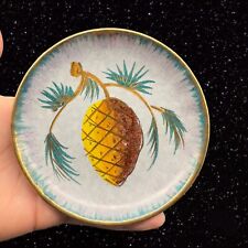 Vintage Italian Pottery Trinket Dish Pine Cone Italy Hand Painted Plate 5”W picture