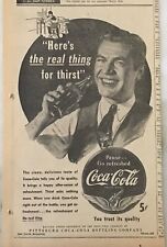 1942 newspaper ad for Coca-Cola - office worker, Here's real thing for thirst picture