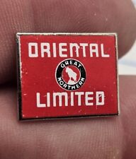 VTG Lapel Pinback Hat Pin Silver Tone Oriental Limited Great Northern Railroad  picture