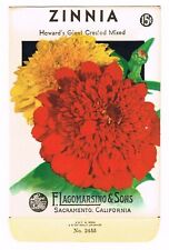 ORIGINAL VINTAGE SEED PACKETS FLOWERS C1930S-1940S SACRAMENTO ZINNIA HOWARDS picture
