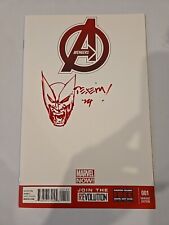 Avengers #1 Blank Sketch Variant Signed And Remarked Mark Texeira Wolverine 2013 picture