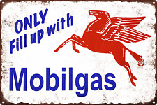 Mobilgas Mobil Gas Oil Pegasus Pump Plate Man Cave Metal Sign Repro 8x12