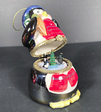 Mr. Christmas PENGUIN Trinket Box Porcelain Hinged Musical Animated Ornament picture