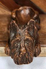 Vintage Tobacco Pipe Rest Holder Carved Burl Wood Scottish Terrier Dog Scottie picture