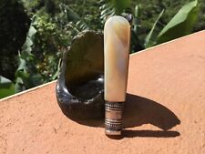 Late 1800s Mother Of Pearl And Silver Custom Tobacco Pipe Tamper Small Size picture