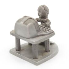 Spoontiques PEWTER Teddy Bear Working on Computer - 1.5