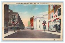 1938 Looking West On Fourth Street From Pine Williamsport Pennsylvania Postcard picture