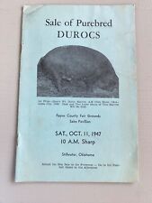 Vintage Purebred Durocs Hogs Pigs Sale Catalog Book Stillwater OK 1947 Farm Ag picture