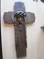 antiques cross    woodcarving   sollid oak picture