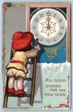 1908 TUCK'S ALL GOOD WISHES FOR THE NEW YEAR CLOCK STRIKES MIDNIGHT*TO ANACOSTIA picture