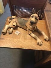 A Breed Apart German Shepard Clay Dog Statue 2002 Rare Laying Down Large Statue picture