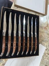 vintage Laguiole knife set of 8 stainless steel steak knives picture