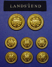 8 LANDS END GOLD TONE METAL BLAZER JACKET REPLACEMENT BUTTONS GOOD USED COND. picture