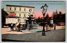 c1910s PALERMO Piazza Marina Garibale Garden Fountain Garraffo Vintage Postcard picture