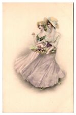 ANTQ Two Pretty Ladies, c. 1910, Illustration, Unused, Postcard picture