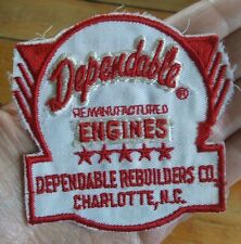 RARE Vintage ~ Dependable Rebuilders Co Charlotte NC ~ Engine Repair PATCH picture