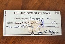 Old 1955 Bill Head Hungry Jack's Wyoming Jackson State Bank Check antique Hole picture