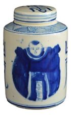 Festcool Antique Style Blue and White Porcelain Good Luck Ceramic Covered Jar... picture