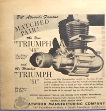 Vintage Print Ad 1949 Atwood Mfg Co Model Aircraft Engines Triumph '49 Pasadena  picture