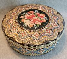 Vintage Holland Black Floral Embossed Round Tin Good Condition picture