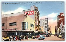 1950s TAMPA FL FRANKLIN STREET KRESS JJ NEWBERRY DEPARTMENT STORE POSTCARD P2724 picture