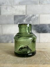 Early 1900’s Spool Inkwell GREEN Antique Ink Bottle picture