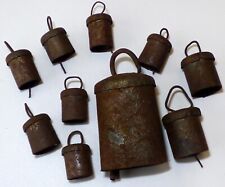 Lot Of 10 Vintage Rusty Metal Bells Rustic 3/4