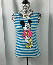 Youth XL Disneyland Tank Top Blue White Striped Mickey Mouse High Low hem GUC  picture