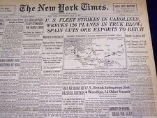 1944 MAY 3 NEW YORK TIMES - U. S. FLEET WRECKS 126 PLANES IN TRUK BLOW - NT 1730 picture