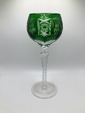 Vintage Nachtmann Traube Crystal Emerald Green Tall Wine Cut to Clear 8 1/4” picture