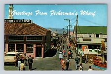Monterey CA-California, Fisherman's Wharf, Harbor House Antique Vintage Postcard picture